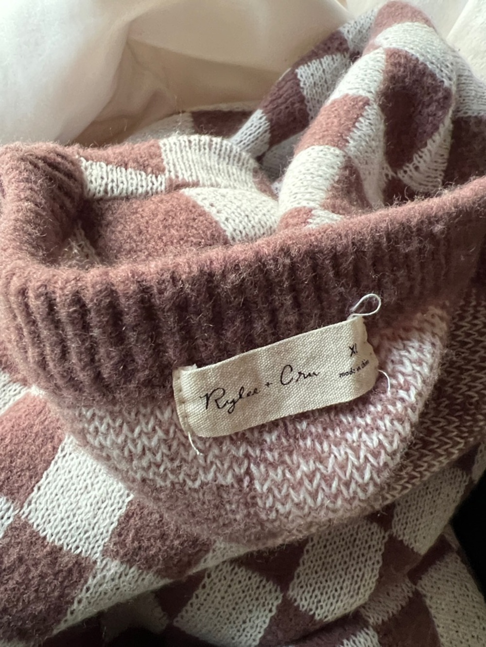 Rylee + Cru Women’s Checkered Knit Pullover XL - Picture 3 of 5